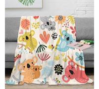 OTBSDNKZZ 3D Printed koala animals Blanket Microfiber Soft Warm Bedding Breathable cartoon jungle design Cosy Throw Premium Gift for Wedding Anniversary Newlyweds Couples 70×80inch(180x200cm)