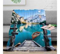 OTBSDNKZZ 3D Printed lake view Nap Blanket Microfiber Ultra Soft Warm Bedding Scenic alpine All Season Blanket Anti Static for University Students Dorm Dwellers Young Adults 40x50inch(100x130cm)
