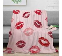 OTBSDNKZZ 3D Printed Lipstick kisses Cosy Throw Microfiber Soft Warm Bedding Breathable Romantic pattern design Nap Blanket Lightweight All Season for Office Workers Teens Adults 70×80inch(180x200cm)
