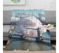 OTBSDNKZZ 3D Printed London bridge Sofa Throw Microfiber Warm Soft Bedding Lightweight fantasy cityscape art Soft Throw Compact Portable for Travellers Campers Families 70×80inch(180x200cm)
