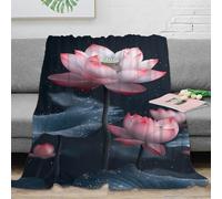 OTBSDNKZZ 3D Printed Lotus flower Soft Throw Microfiber Soft Cosy Bedding Warm Botanical art Thermal Blanket Anti Static No Shedding for Men Women Kids Households 60x80inch(150x200cm)