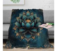 OTBSDNKZZ 3D Printed Lotus flower Throw Blanket Microfiber Ultra Soft Warm Bedding Artistic mandala design Lounge Throw Anti Static Non Pilling for Couples Families Guests 50x60inch(127x152cm)