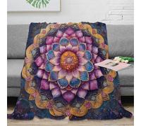 OTBSDNKZZ 3D Printed Mandala design Warm Blanket Microfiber Warm Thermal Bedding Soft Spiritual art Travel Blanket Compact Portable for Adults Teens Guests Families 70×80inch(180x200cm)