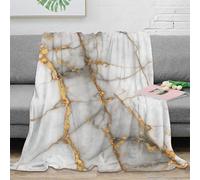 OTBSDNKZZ 3D Printed marble texture Cozy Throw Blanket Microfiber Ultra Soft Warm Bedding elegant gold Bed Blanket Breathable All Season for Homeowners Renters Adults 40x50inch(100x130cm)