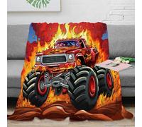 OTBSDNKZZ 3D Printed MonsterTruck Blanket Microfiber Warm Thermal Bedding Soft CartoonStyleIllustration Bedding Blanket Machine Washable No Shedding for Men Women Kids Households 40x50inch(100x130cm)