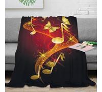 OTBSDNKZZ 3D Printed Musical notes Soft Throw Microfiber Soft Cosy Bedding Warm Golden butterfly design Thermal Blanket Thoughtful Gift for Christmas Thanksgiving 40x50inch(100x130cm)