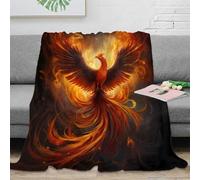 OTBSDNKZZ 3D Printed mythical phoenix Bedding Throw Microfiber Ultra Soft Warm Bedding fantasy fire artwork Sofa Throw for Christmas Thanksgiving 60x80inch(150x200cm)
