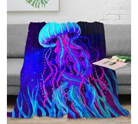 OTBSDNKZZ 3D Printed neon jellyfish Blanket Microfiber Soft Warm Bedding Breathable vibrant ocean art Lounge Throw Lightweight All Season Non Pilling for Adults Teens Families 40x50inch(100x130cm)