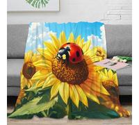 OTBSDNKZZ 3D Printed on sunflower Lounge Throw Microfiber Warm Soft Bedding Breathable Nature garden Throw Blanket Lightweight for Students Gamers Movie Nights Young Adults 40x50inch(100x130cm)