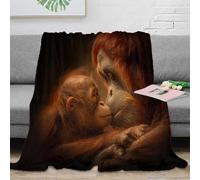 OTBSDNKZZ 3D Printed Orangutan baby Warm Blanket Microfiber Warm Thermal Bedding Soft Wildlife tender moment Nap Blanket for Office Workers Colleagues Mentors 60x80inch(150x200cm)