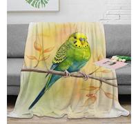OTBSDNKZZ 3D Printed Parrot perched Cozy Throw Blanket Microfiber Soft Warm Bedding Watercolor bird art Thermal Blanket Breathable for Young Adults Renters Apartment Dwellers 80×90inch(200x230cm)