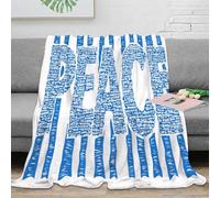 OTBSDNKZZ 3D Printed Peace message All Season Blanket Microfiber Soft Warm Bedding blue artistic design Bed Blanket Breathable Lightweight for Couples Families Households 70×80inch(180x200cm)