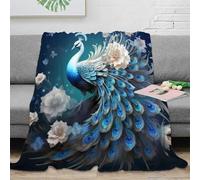 OTBSDNKZZ 3D Printed Peacock art Couch Blanket Microfiber Soft Cosy Warm Bedding Fantasy floral design Nap Blanket Compact Portable for Office Workers Young Adults Teens 40x50inch(100x130cm)