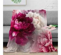 OTBSDNKZZ 3D Printed Peony blooms Lounge Throw Microfiber Soft Warm Bedding Breathable Floral art Living Room Throw Wrinkle Resistant Non Pilling for Couples Families Households 80×90inch(200x230cm)