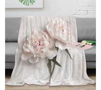 OTBSDNKZZ 3D Printed Peony blooms Throw Blanket Microfiber Ultra Soft Warm Bedding Vintage floral art Lounge Throw Anti Static Non Pilling for Couples Families Guests 50x60inch(127x152cm)