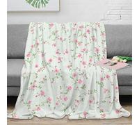 OTBSDNKZZ 3D Printed Pink floral pattern Sofa Throw Microfiber Ultra Soft Warm Bedding Vintage rose design Bed Throw Breathable All Season for Homeowners Renters Adults 40x50inch(100x130cm)
