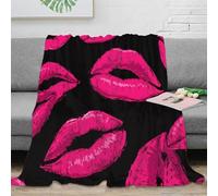 OTBSDNKZZ 3D Printed Pink lips art Throw Blanket Microfiber Warm Thermal Bedding Soft Vibrant graphic Warm Blanket for Holiday Celebrations Birthday Anniversary 50x60inch(127x152cm)