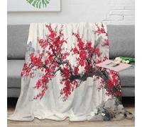 OTBSDNKZZ 3D Printed plum branches Throw Blanket Microfiber Warm Thermal Bedding Soft Chinese ink Warm Blanket for New Homeowners Housewarming Guests 80×90inch(200x230cm)