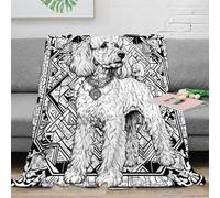 OTBSDNKZZ 3D Printed Poodle dog Soft Throw Microfiber Soft Cosy Bedding Warm Art deco pattern design Travel Blanket for Travellers Campers Adventure Lovers 60x80inch(150x200cm)