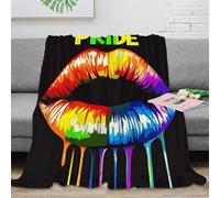 OTBSDNKZZ 3D Printed Pride lips art Sofa Throw Microfiber Warm Cosy Bedding Soft Rainbow design Couch Blanket for Parents Grandparents Family Members 50x60inch(127x152cm)