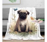 OTBSDNKZZ 3D Printed pug puppy Bedding Blanket Microfiber Warm Cosy Bedding Soft Watercolor pet Cosy Throw Heartfelt Gift for Colleagues Mentors Loved Ones 60x80inch(150x200cm)
