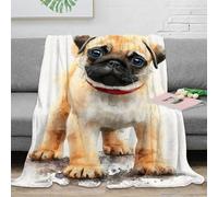 OTBSDNKZZ 3D Printed Pug puppy Blanket Microfiber Warm Thermal Bedding Soft Watercolor art Bedding Blanket Machine Washable No Shedding for Men Women Kids Households 70×80inch(180x200cm)