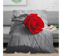 OTBSDNKZZ 3D Printed RedRoseFlower Couch Blanket Microfiber Warm Soft Bedding Cosy RomanticGardenStyle Living Room Throw Anti Static Wrinkle Free for Families Households Guests 70×80inch(180x200cm)