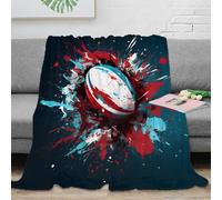 OTBSDNKZZ 3D Printed RugbyBall Bed Blanket Microfiber Ultra Warm Thermal Bedding Soft SportArtStyle Cosy Throw Machine Washable No Shedding for Men Women Kids Households 60x80inch(150x200cm)
