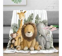 OTBSDNKZZ 3D Printed safari animals Home Blanket Microfiber Ultra Soft Warm Bedding Watercolor jungle Lounge Throw Machine Washable No Shedding for Kids Adults Families 80×90inch(200x230cm)