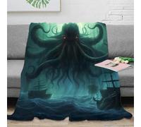 OTBSDNKZZ 3D Printed sea monster Bedding Throw Microfiber Ultra Soft Warm Bedding Dark fantasy Bedding Blanket Compact Portable for Students Gamers Movie Nights Teens 40x50inch(100x130cm)