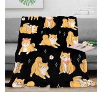 OTBSDNKZZ 3D Printed Shiba Inu Fluffy Blanket Microfiber Ultra Soft Warm Bedding Cartoon animal Throw Blanket Wrinkle Resistant Machine Washable for Campers Travellers Families 40x50inch(100x130cm)