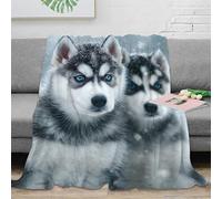 OTBSDNKZZ 3D Printed Siberian Husky Bedding Throw Microfiber Warm Soft Cosy Bedding Wild Arctic Home Blanket Durable Fade Resistant No Shedding for Homeowners Renters 40x50inch(100x130cm)