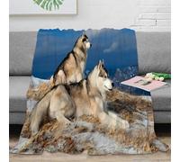OTBSDNKZZ 3D Printed Siberian Husky Couch Blanket Microfiber Soft Warm Bedding Cosy Wild mountain scene All Season Blanket Machine Washable No Shedding for Men Women Couples 70×80inch(180x200cm)