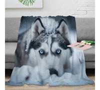 OTBSDNKZZ 3D Printed Siberian Husky Soft Throw Microfiber Soft Cosy Bedding Warm Wild Arctic 1 Thermal Blanket Anti Static No Shedding for Apartment Dwellers Renters Teens 70×80inch(180x200cm)
