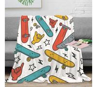 OTBSDNKZZ 3D Printed skateboard design Nap Blanket Microfiber Warm Soft Bedding Lightweight vibrant cartoon Thermal Blanket Breathable Thermal Insulating for Adults Teens Kids 50x60inch(127x152cm)