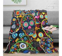 OTBSDNKZZ 3D Printed skull embroidery Cosy Throw Microfiber Soft Warm Bedding Breathable vibrant folk Warm Blanket Lightweight All Season for Adults Teens Homeowners 60x80inch(150x200cm)