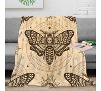 OTBSDNKZZ 3D Printed Skull moth design Throw Blanket Microfiber Warm Thermal Bedding Soft Tattoo art Warm Blanket Compact Portable Non Pilling for Campers Travellers Families 50x60inch(127x152cm)