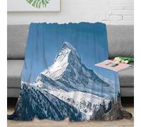 OTBSDNKZZ 3D Printed Snowy mountain peak Cosy Throw Microfiber Soft Warm Bedding Breathable Alpine landscape Warm Blanket Lightweight All Season for Adults Teens Homeowners 80×90inch(200x230cm)