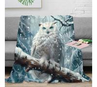 OTBSDNKZZ 3D Printed Snowy owl Travel Blanket Microfiber Lightweight Warm Bedding Soft Fantasy winter scene Nap Blanket Compact Portable Non Pilling for Campers Travellers Adults 50x60inch(127x152cm)