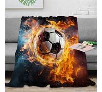 OTBSDNKZZ 3D Printed SoccerBall-FireEffectStyle Thermal Blanket Microfiber Soft Cosy Bedding Warm Home Blanket Luxurious Gift for Wedding Anniversary Newlyweds 50x60inch(127x152cm)