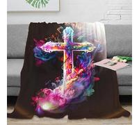 OTBSDNKZZ 3D Printed spiritual cross art Blanket Microfiber Soft Warm Bedding Breathable vibrant abstract Cosy Throw Premium Gift for Wedding Anniversary Newlyweds Couples 80×90inch(200x230cm)