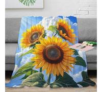 OTBSDNKZZ 3D Printed Sunflower blooms Cozy Throw Blanket Microfiber Warm Soft Bedding Cosy Digital art Bed Blanket Anti Static No Shedding for Men Women Couples 80×90inch(200x230cm)