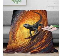 OTBSDNKZZ 3D Printed Surfing lizard Bed Blanket Microfiber Warm Soft Bedding All Season vibrant oil painting Sofa Throw Anti Static No Shedding for Men Women Households 50x60inch(127x152cm)