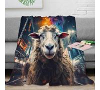 OTBSDNKZZ 3D Printed urban sheep Home Blanket Microfiber Warm Soft Bedding Cosy fantasy surreal Bedding Blanket Compact Portable for Campers Travellers Students Young Adults 80×90inch(200x230cm)