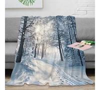 OTBSDNKZZ 3D Printed Winter forest path All Season Blanket Microfiber Soft Warm Bedding Breathable Snowy serene landscape Sofa Throw for Housewarming New Homeowners 80×90inch(200x230cm)