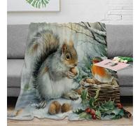 OTBSDNKZZ 3D Printed Winter squirrel Nap Blanket Microfiber Ultra Soft Warm Bedding Nature wildlife Bedding Throw Heartfelt Gift for Parents Grandparents Family Members 40x50inch(100x130cm)