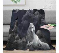 OTBSDNKZZ 3D Printed Wolf under moon Lounge Throw Microfiber Soft Warm Bedding Breathable Fantasy night scene Living Room Throw Premium Gift for Christmas Thanksgiving 70×80inch(180x200cm)