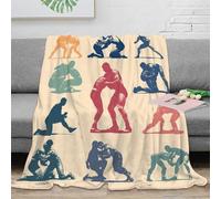 OTBSDNKZZ 3D Printed wrestling poses Couch Blanket Microfiber Soft Warm Bedding Cosy vintage sport All Season Blanket Machine Washable No Shedding for Men Women Couples 70×80inch(180x200cm)
