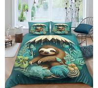 OTBSDNKZZ 3D Soft Microfiber Sloth in jungle Quilt Cover Set Breathable Bedding Set w/Pillowcase Paper Style design Bedding Quilt Cover Easy Care All Season for Bedroom Decor Single（135x200cm）
