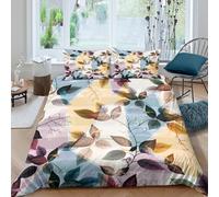 OTBSDNKZZ 3D Soft Microfibre Autumn leaves Duvet Cover Breathable Bedding Sets with Pillowcases Abstract botanical pattern Comforter Cover All Season Easy Care for Couples Super king（260x220cm）